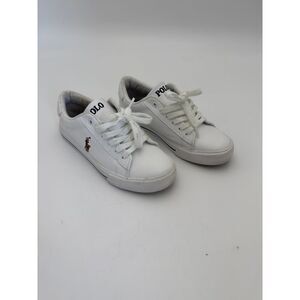 Polo By Ralph Lauren Women's Size 4 Easten II Faux-Leather Low-Top Sneaker White